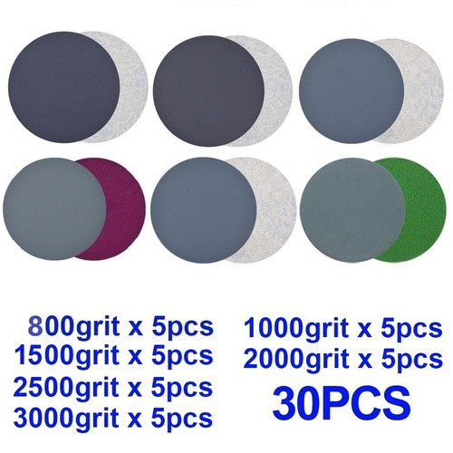 Frosted Paper Sanding Discs 30pcs 5 Inch 800-3000 Grit Disk Silicon Carbide - Picture 2 of 9