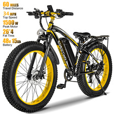 Electric Bikes for Adults 1500W 34MPH 60Miles 26" Fat Tire City Mountain E-bike