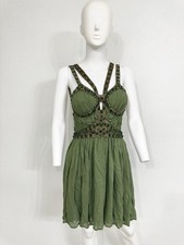 Alexander McQueen 2005 Green Dress W Hand Beading Halter Back IT44 WTags