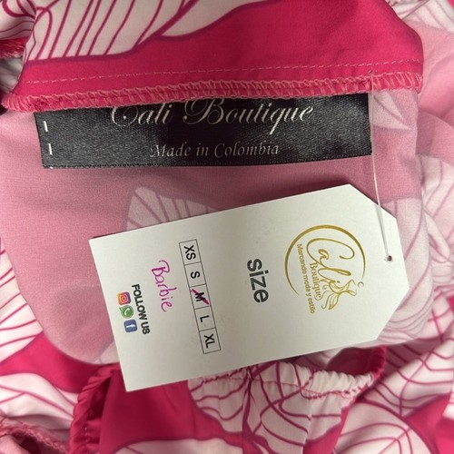 Nuevo con etiquetas Vestido Sol Estampado Tropical Rosa/Blanco Talla Mediana Manga Corta - Imagen 7 de 7