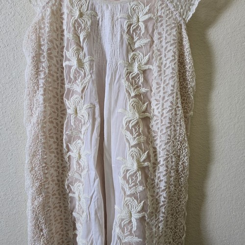 Lil Anthropologie Embroidered Lacey Tunic Tank Top Small Vanilla Girl Beachy - Picture 2 of 6
