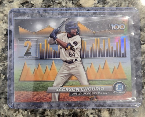 2024 Bowman Bowman Scouts Top 100 Jackson Chourio #BTP-2 Rookie RC - Picture 3 of 3