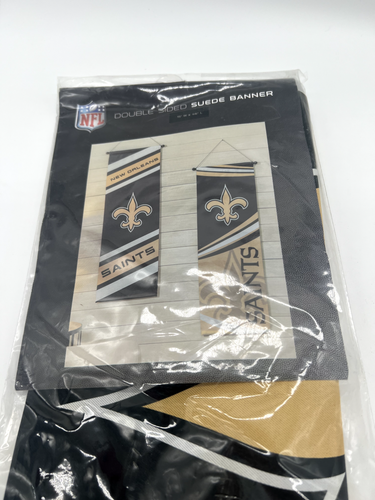 New Orleans Saints Suede Banner w/ Hanger Two-Sided 15"x46" NFL Football - Picture 2 of 4