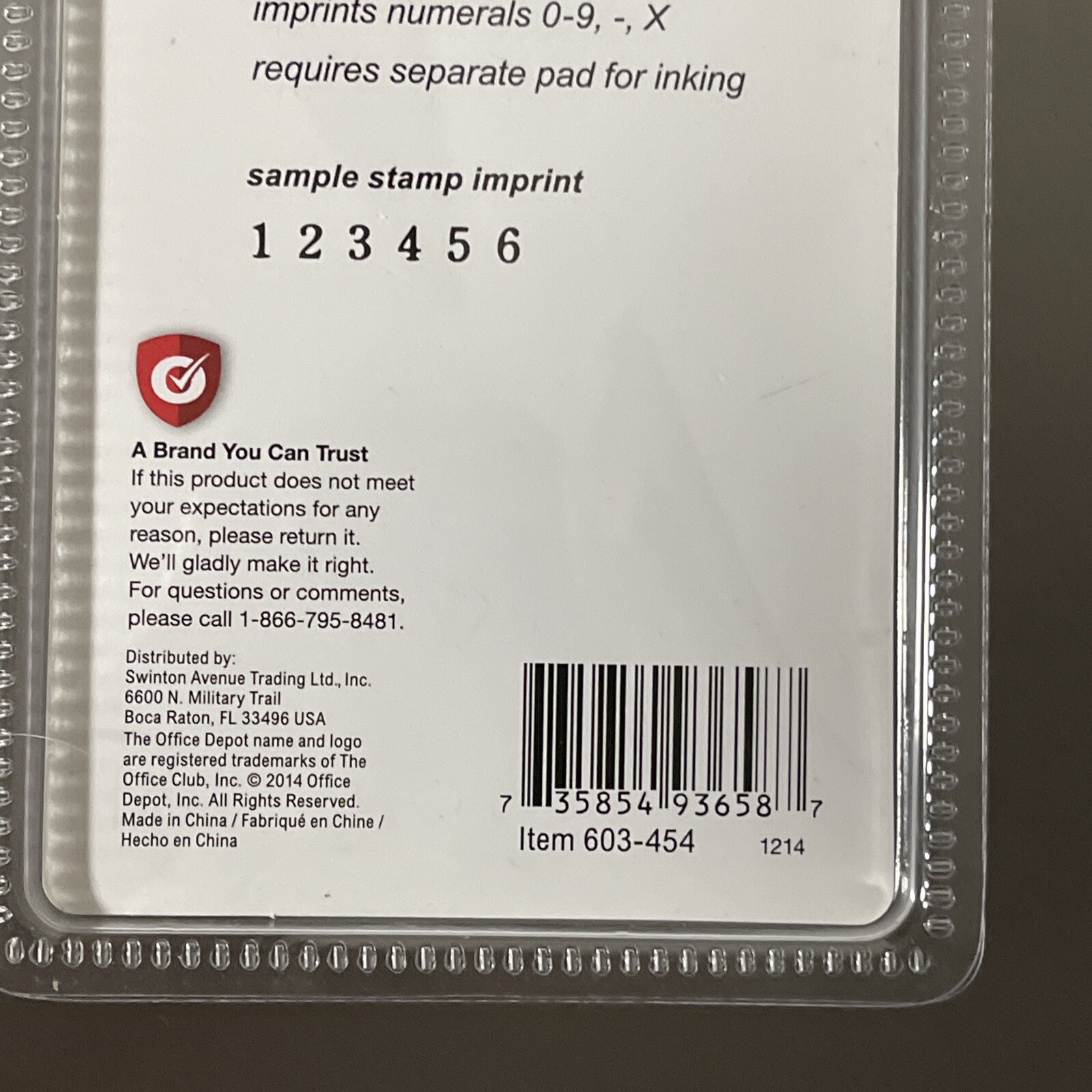 NEW Office Depot Number Stamp 6 Band Stamp Includes 0 to 9, and X