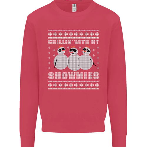 Chillin With My Snowmies Funny Christmas Kids Sweatshirt Jumper - Picture 50 of 82
