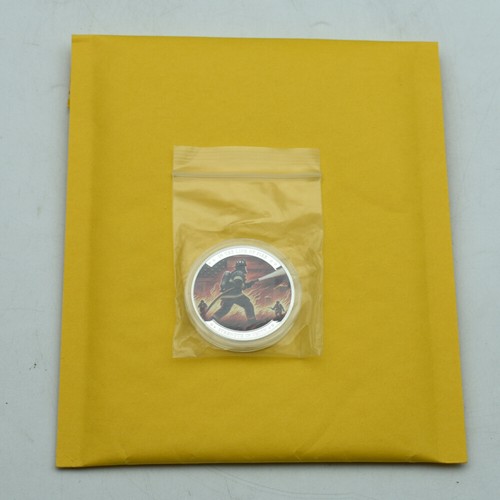 Firefighter Service in The Line of Fire Commemorative Silver Coin Ornament Medal - Picture 9 of 10