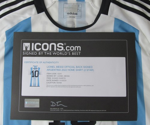 Lionel Messi Signed Argentina National 2022 Home 2XL Soccer Jersey ICONS 196519 - Picture 5 of 5