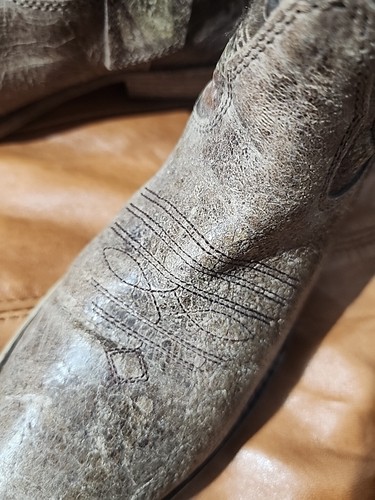 Steven By Steve Madden Crackle Leather Western Booties 6 Brown Side Zip Distress - Picture 18 of 20
