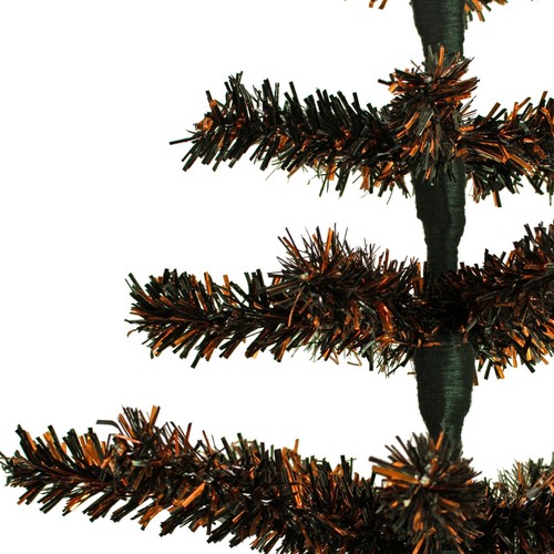 Halloween Themed Orange and Black Firework Tinsel Christmas Tree Stand Included - Picture 3 of 40