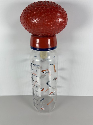 Denver Broncos NFL 250 ml Baby Bottle Football Collector New 8 oz.