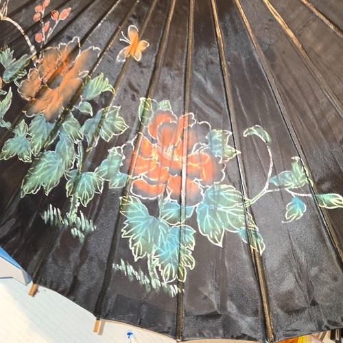 Vintage Japanese Geisha PARASOL WOOD w/PAPER Hand Painted artwork Antique as-is - Picture 12 of 12
