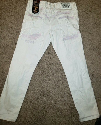 NWT The Grindhouse Denim N.Y.C. Distressed White Jeans Mens 32 (actual 35X29) - Picture 6 of 24