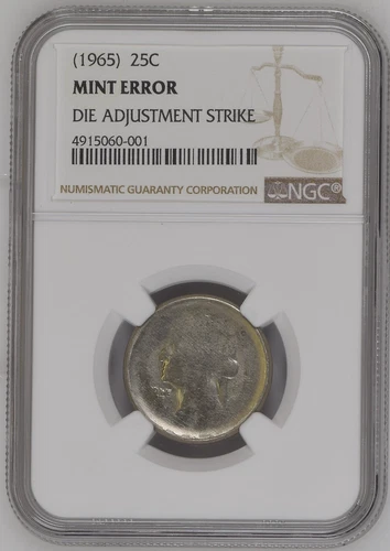 1965 NGC Test Piece 🔴 Die Adjustment Strike ✅ Washington Quarter ✅ 1st Clad 25C