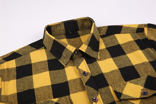 2022 Men Casual Plaid Flannel Shirt Long-Sleeved Chest Two Pocket Printed-Button - Bild 5 von 17