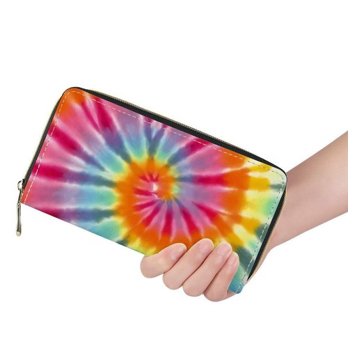 Tie Dye Purse Handbag Long Card Case Wallet with Zipper for Women Men Holder Bag - Foto 17 di 52
