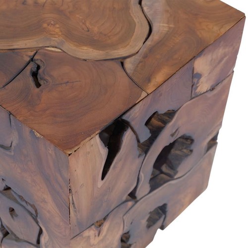 2 PCS Solid Teak Stools Wooden Coffee Table Rustic Footrest Side Tables Brown - Picture 10 of 11