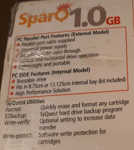 4 NEW SYQUEST SparQ 1.0 GB Model SPARQ1PE External Drive Parallel, windows 95,XP - Picture 2 of 5