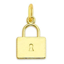 Solid 10k/14k Gold Padlock Charm - Symbolic Security and Trust Jewelry