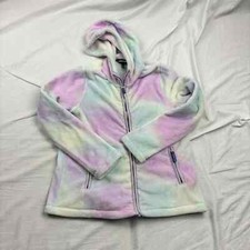 Lands End Unisex Hooded Fleece ZipUp Multicolor Jacket XL 16 