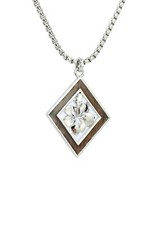 Hawaii Hibiscus Flower Pendant - Hawaii Koa Wood, Rhodium on Brass, 20" Necklace