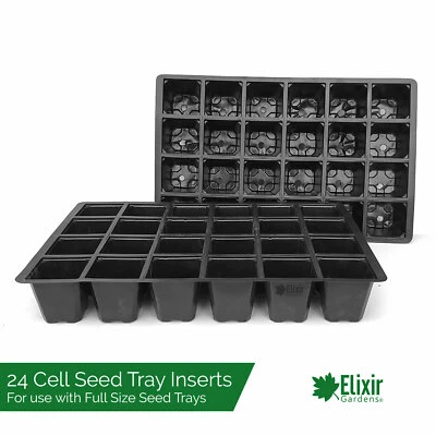ELIXIR 24 Cell Bedding Plant Pack Tray Inserts for Full Size Seed Propagator Tray