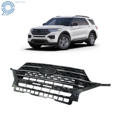Front Radiator Grille Gloss Black&Chrome Plastic For Ford Explorer XLT 2020-2021