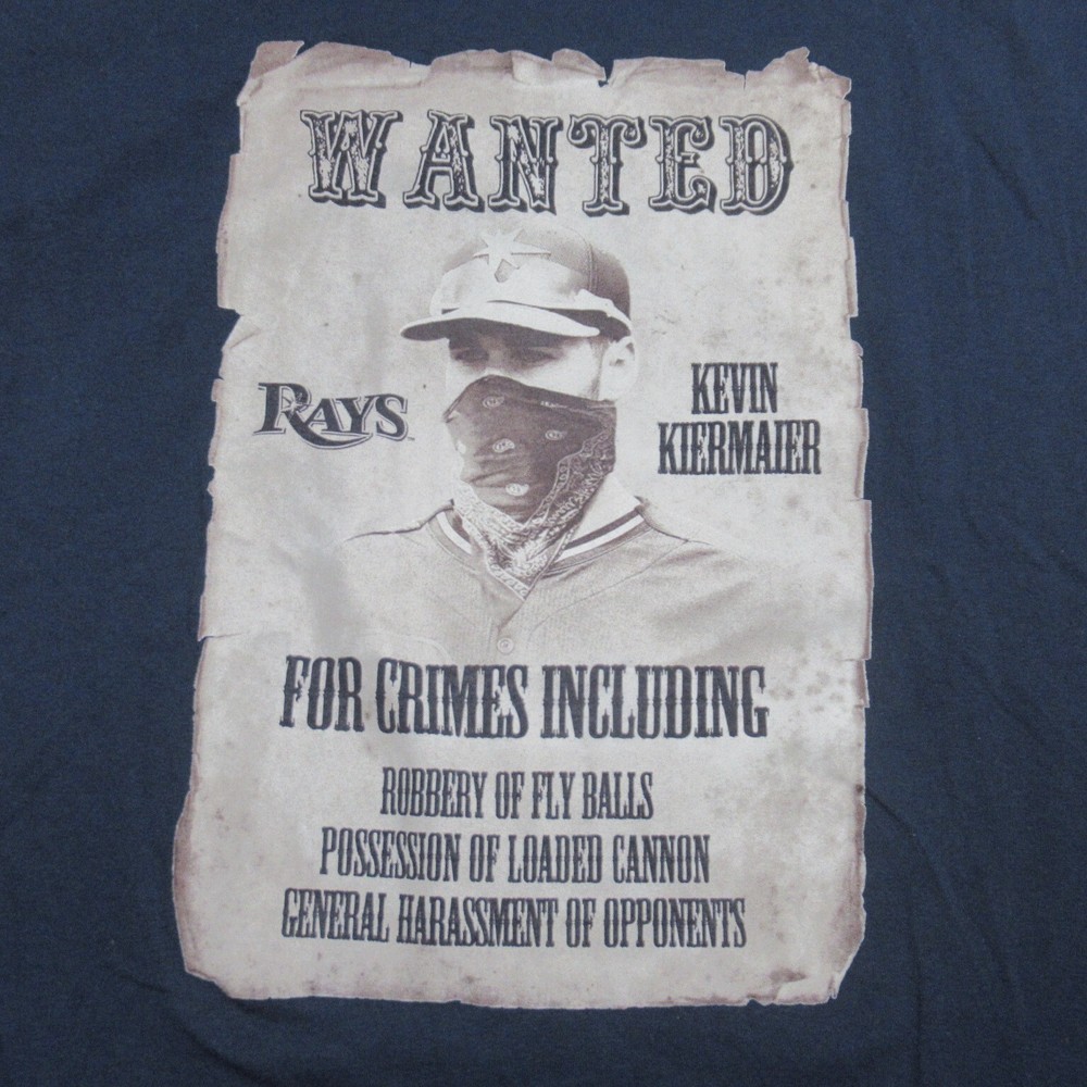 Kevin Kiermaier T-Shirt Wanted Tampa Rays MLB Baseball Navy Blue Mens XL