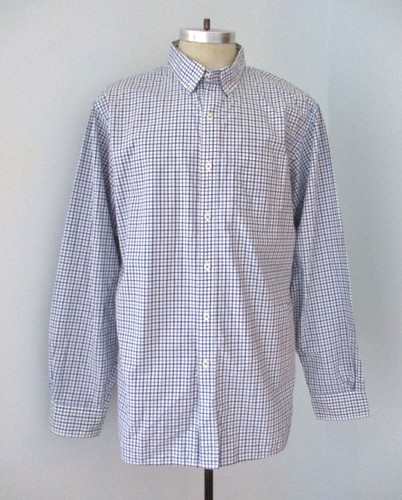 Brooks Brothers Navy Royal Blue Check All Cotton BD Office Shirt X-Slim XL - Picture 2 of 7