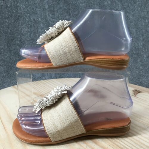 Andre Assous Sandals Womens 5 Novalee Flip Flop Beige Leather Slip On Casual - Picture 2 of 14