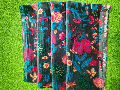 Tapicería de costura india de tela de terciopelo suave de lujo gris estampado floral de 5 yardas - Imagen 7 de 7