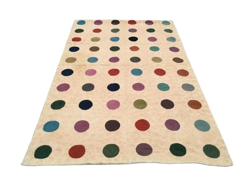 Винтажный шерстяной ковер ручной работы с цепочкой восточные круги 141 x 88 см - Изображение 3 из 4