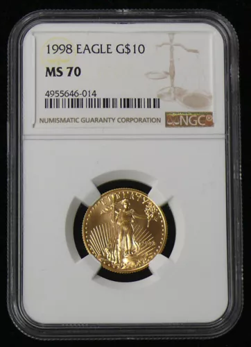 1998 MS-70 $10 GOLD EAGLE 1/4th oz KEY DATE NGC GRADED