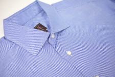 Robert Talbott Blue/White Geometric Check Point Collar Dress Shirt Size: 16-35