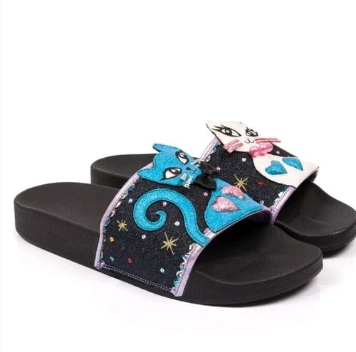 Irregular Choice Pretty Purfect Sliders Cat Sandals Uk9/43 Glitter Bnib Soldout - Picture 4 of 6