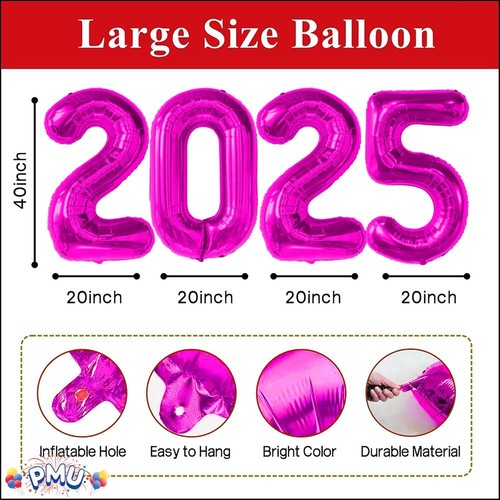 PMU New Year's Eve Party "2025" 16 & 40 in Number Mylar Balloons (4/pkg) Pkg/1 - Picture 46 of 73