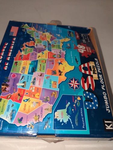 KI Puzzles USA Map Jumbo Floor Puzzle 48 Jumbo Pieces 2ft x 3ft - Picture 2 of 4