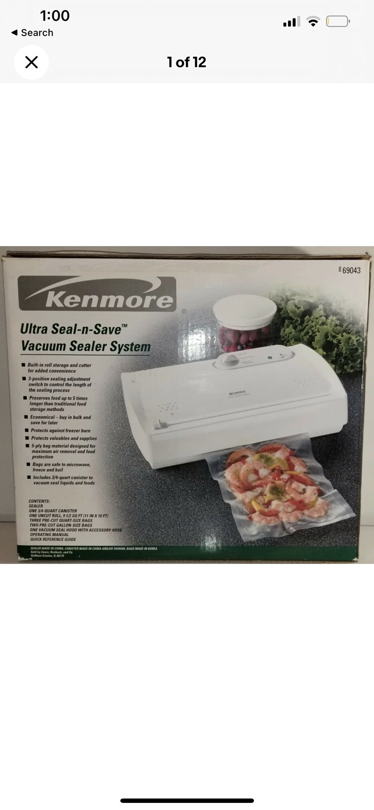 Kenmore Ultra SealnSave Food Vacuum Sealer 69043 NEW 53891024051 eBay