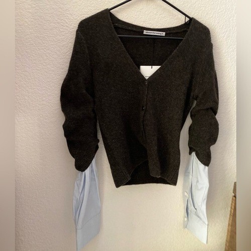 NWT Alexander Wang Ribbed Cardigan with Compact Cotton Shirt Cuff $475 M - Picture 8 of 10