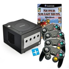 GameCube - Konsole #schwarz + Super Smash Bros. Melee + 4 Controller + Zub.