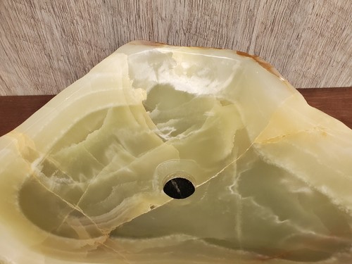 Grün und Beige Onyx Gefäß Badezimmer Waschbecken, 21 x 14 Zoll über Theke Stein - Bild 2 von 13