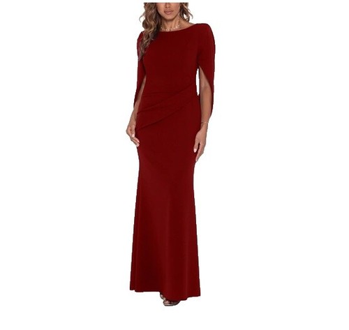chinese dress ladies Betsy Adam Mesh Tiered Ruffle Sleeveless Gown, Womens, 10, Black main image 1