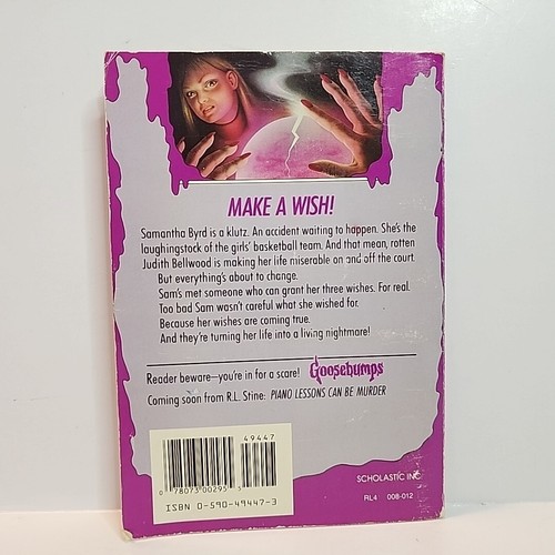 Goosebumps #12 Be Careful What You Wish For R.L. Stine WITH TATTOO First Print - Picture 6 of 11