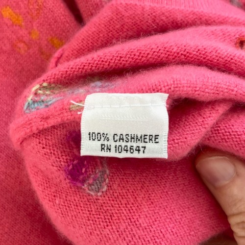 Vintage Flower Pattern Cashmere Sweater Size Large - Picture 8 of 8
