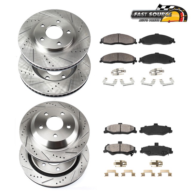 Front Brake Calipers and Rotors Ceramic Pads For 2003 2004 2005 DODGE RAM 1500