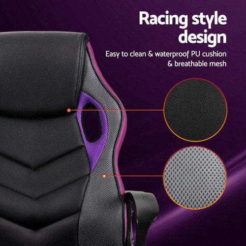 Artiss Gaming Office Chair Computer Chairs Purple - Picture 4 of 7