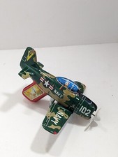 Vintage Tin Litho Navy Fighter Plane 1950's Trigger Japan