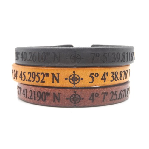Personalisiertes Lederarmband mit Koordinaten und optionaler geheimer Botschaft - Bild 6 von 9
