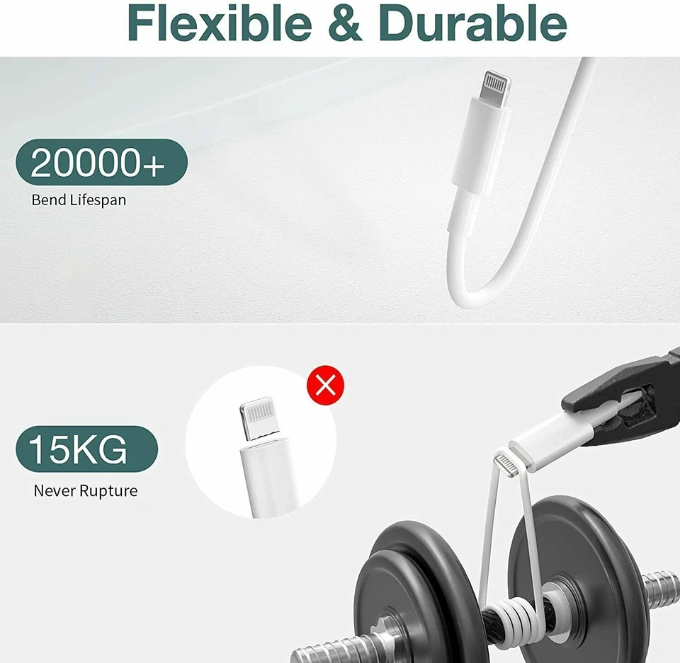 PACK de 3 cables de carga rápida tipo USB C PD cable para iPhone 14 13 12 11 Foto 2 de 4