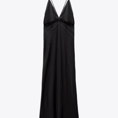 ZARA WOMAN STUDDED SLIP DRESS LIMITED EDITION ANTHRACITE