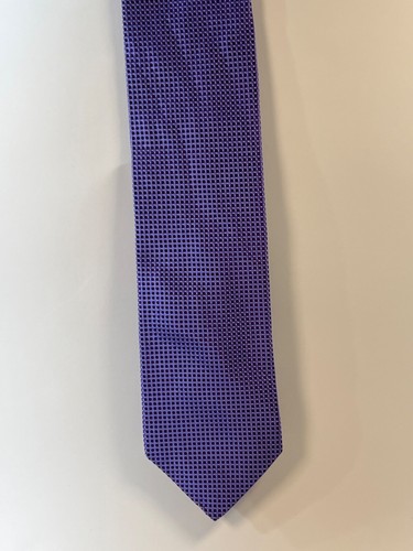 Nordstrom USA 100% Silk Tie purple/black dot/silver 58" x3.5" slim tie - Picture 5 of 5